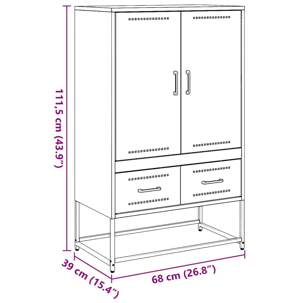 Highboard Anthrazit 68x39x111,5 cm Stahl